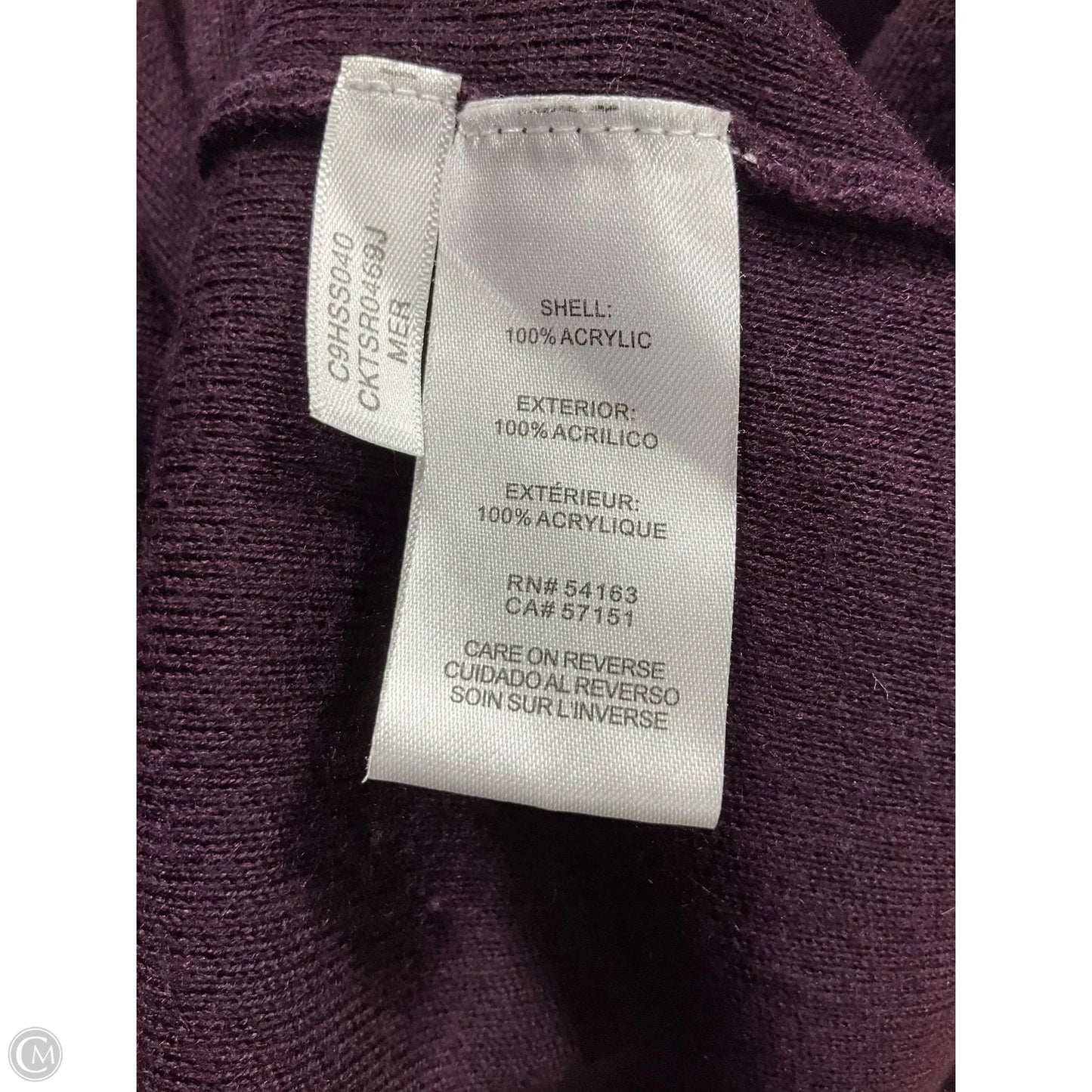 Top Long Sleeve By Calvin Klein In Purple, Size: M