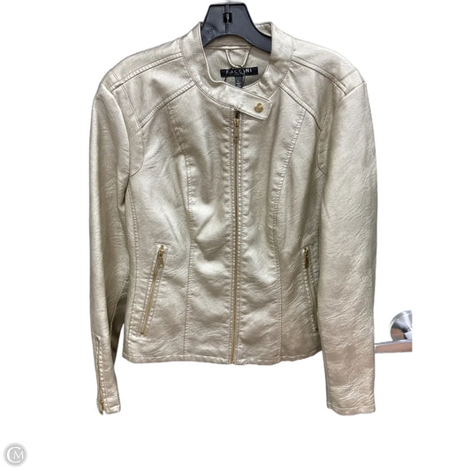 Jacket Moto By Baccini In Gold, Size: L