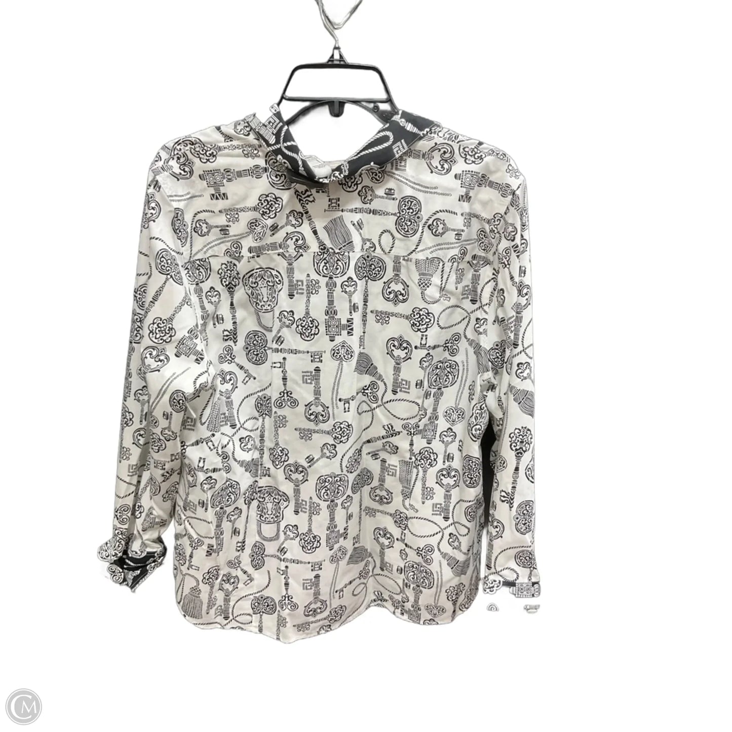 Blouse Long Sleeve By Chicos In Black & White, Size: Xl