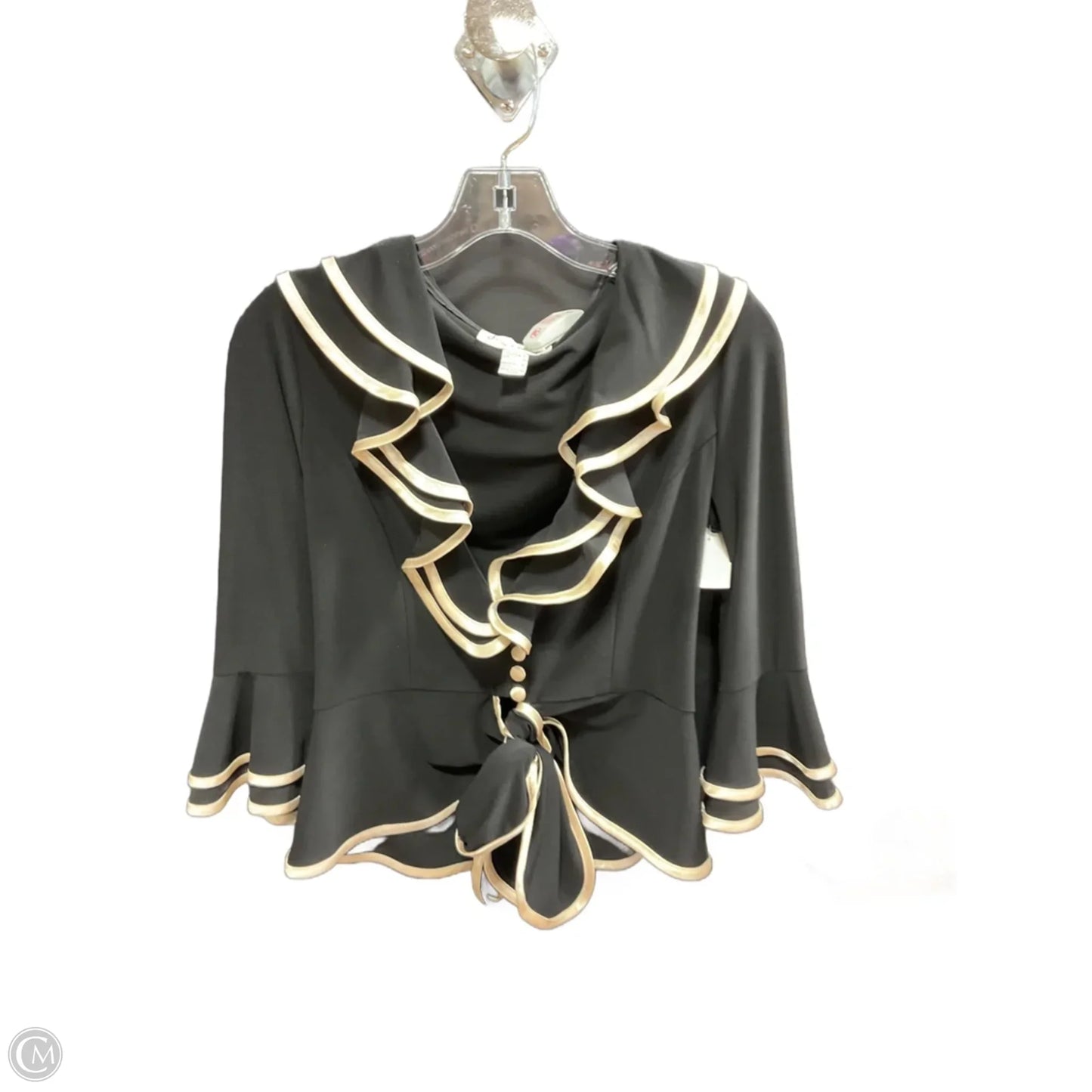 Top Long Sleeve By Joseph Ribkoff In Black & Gold, Size: S