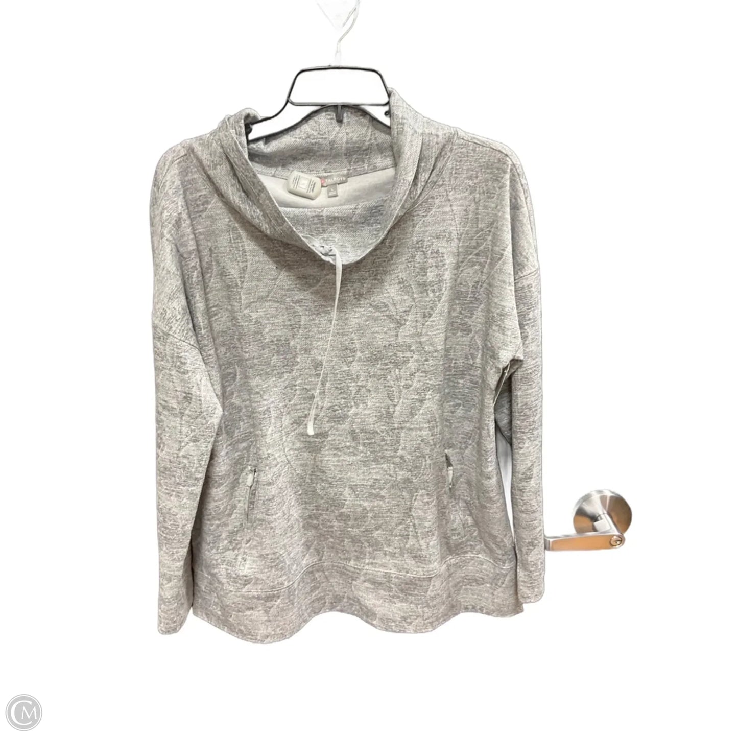 Athletic Top Long Sleeve Collar By Talbots In Grey, Size: L