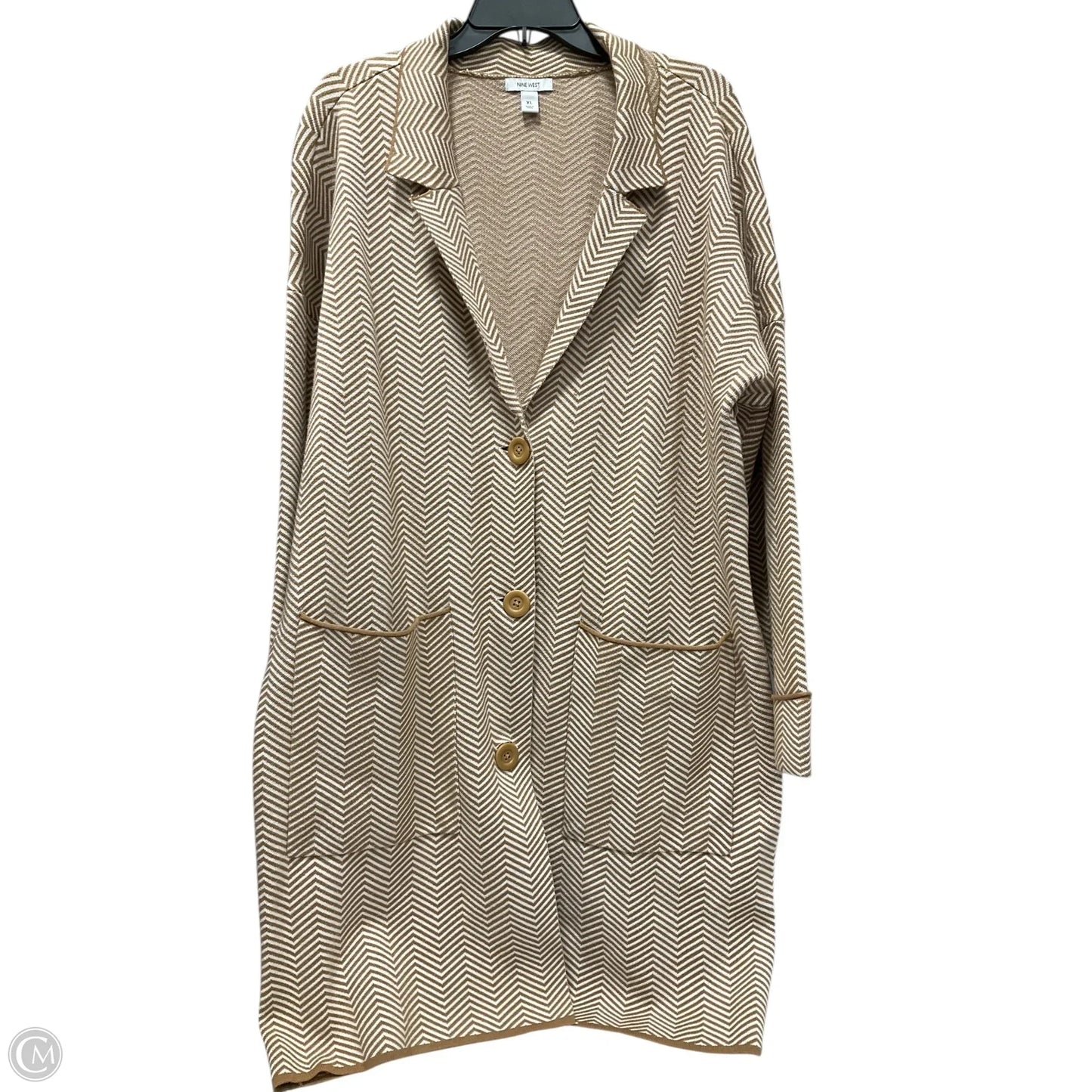 Cardigan By Nine West In Tan & White, Size: Xl