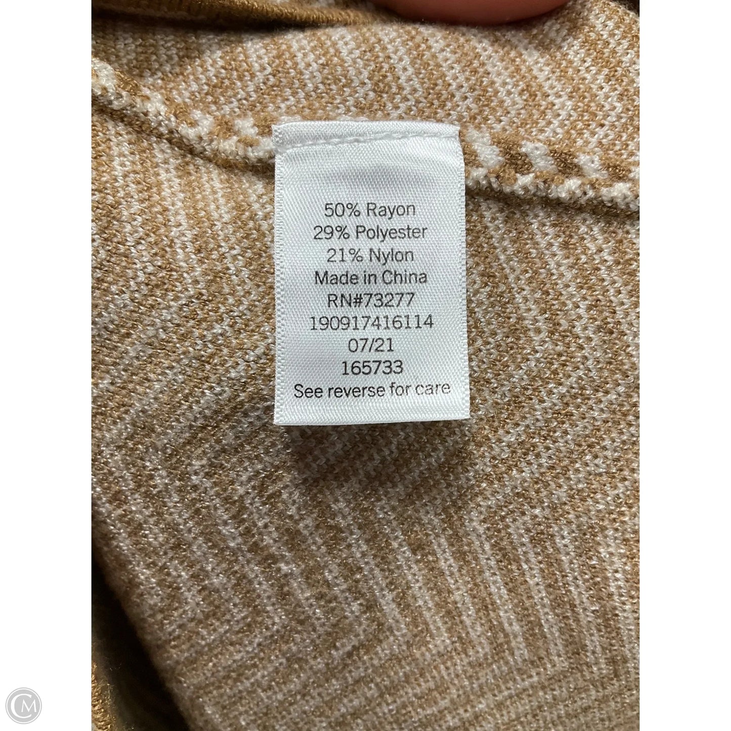 Cardigan By Nine West In Tan & White, Size: Xl