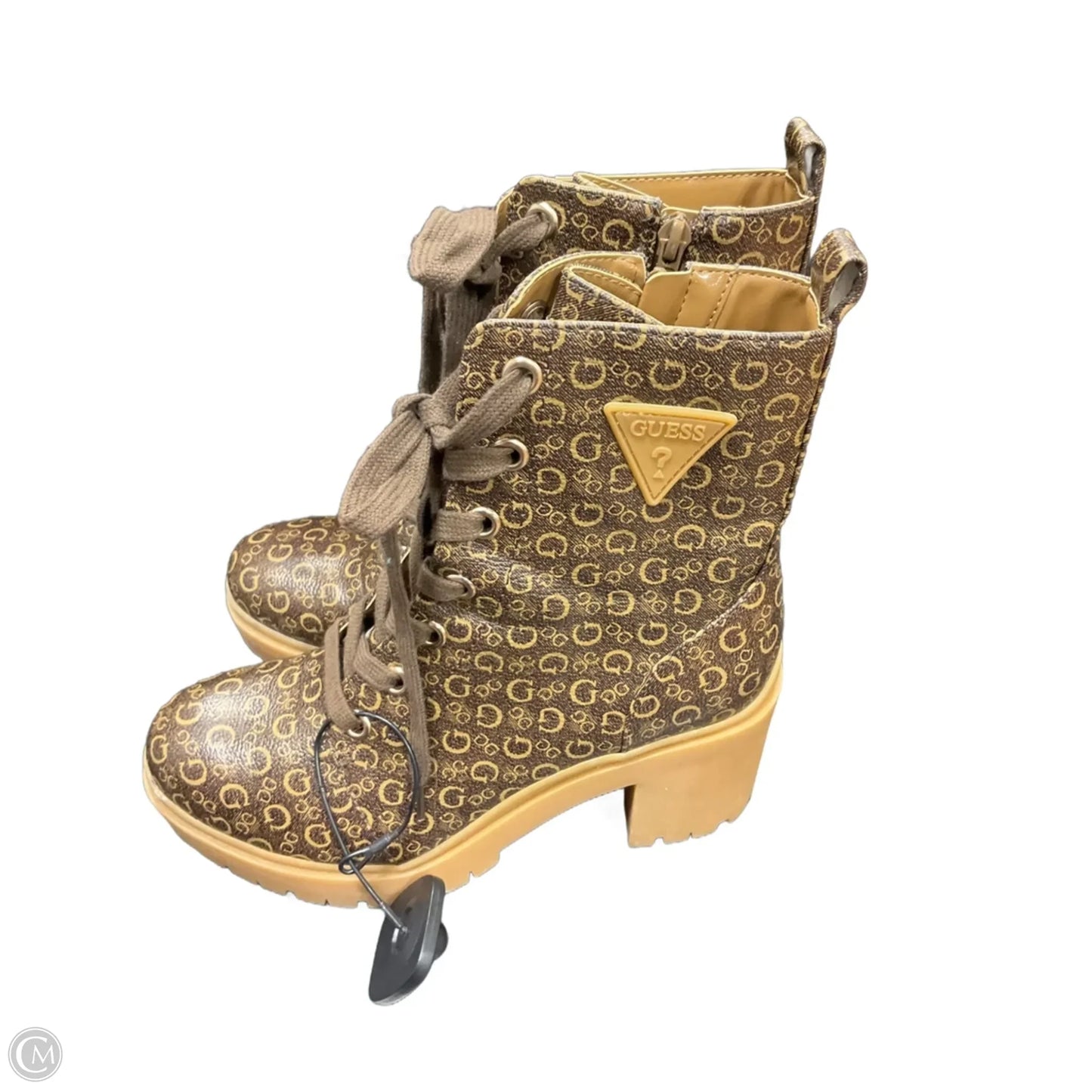 Boots Ankle Heels By Guess In Brown, Size: 8