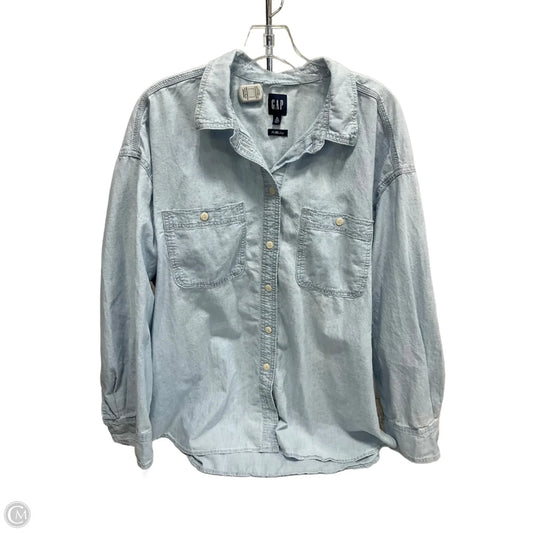 Blouse Long Sleeve By Gap In Blue Denim, Size: Xl