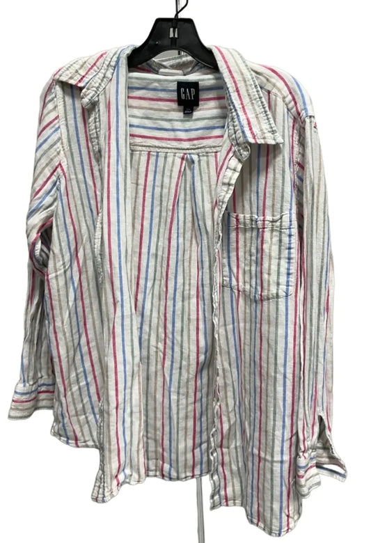 Blouse Long Sleeve By Gap In Striped Pattern, Size: Xxl