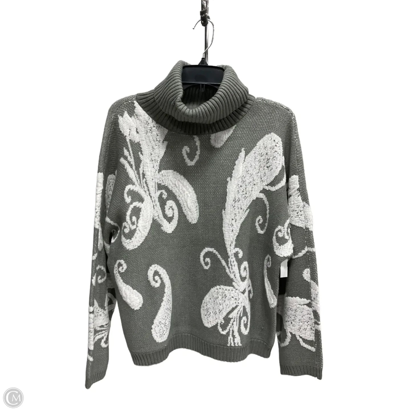 Sweater By Liz Claiborne In Grey & White, Size: M