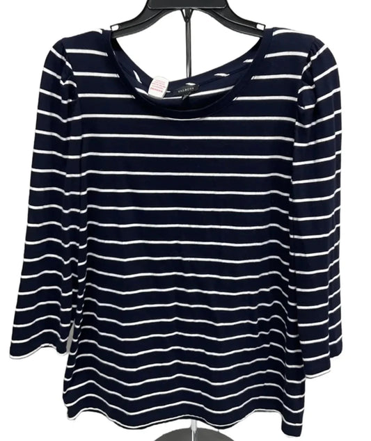 Top 3/4 Sleeve By Talbots In Striped Pattern, Size: L