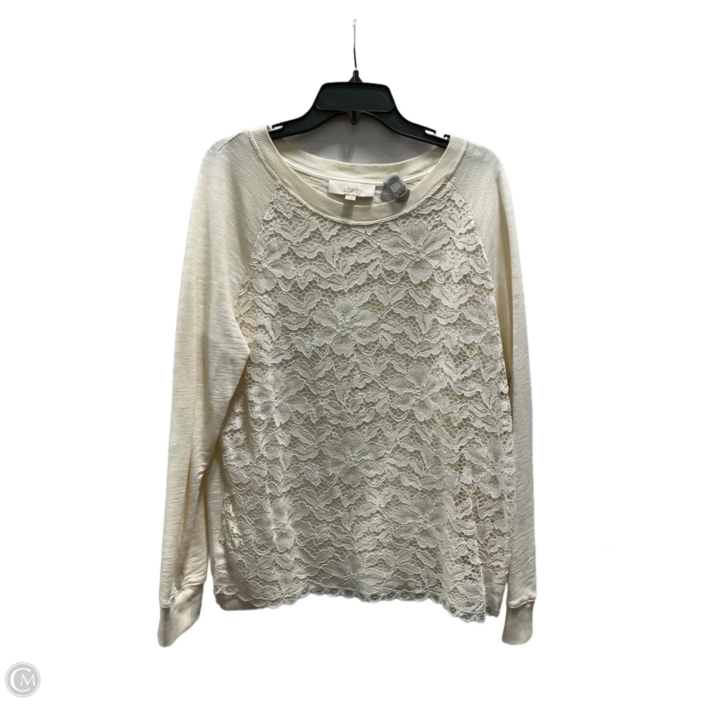 Top Long Sleeve By Loft In White, Size: Xl