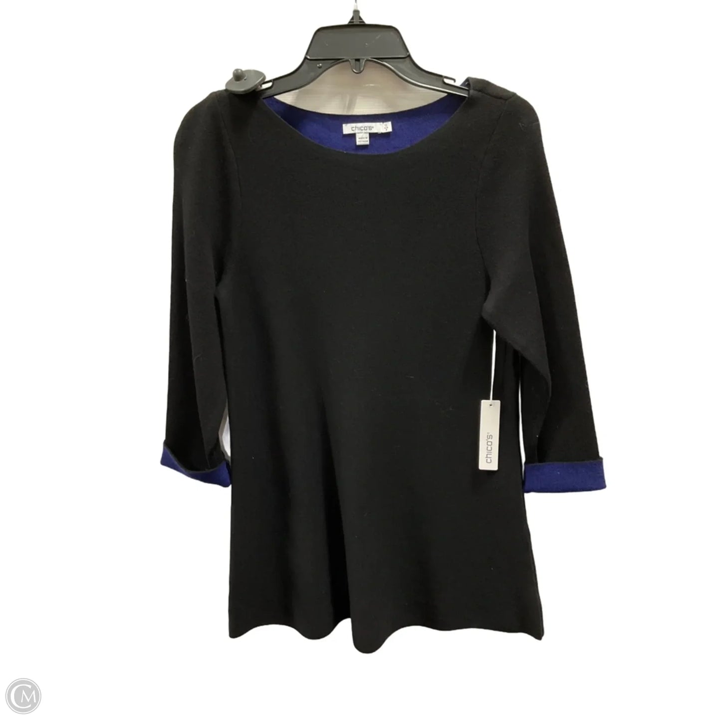 Top 3/4 Sleeve By Chicos In Black, Size: S