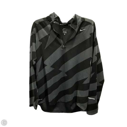 Athletic Top Long Sleeve Collar By Nike In Black & Grey, Size: L