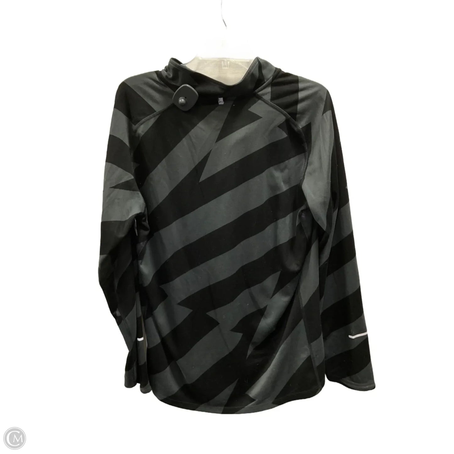 Athletic Top Long Sleeve Collar By Nike In Black & Grey, Size: L