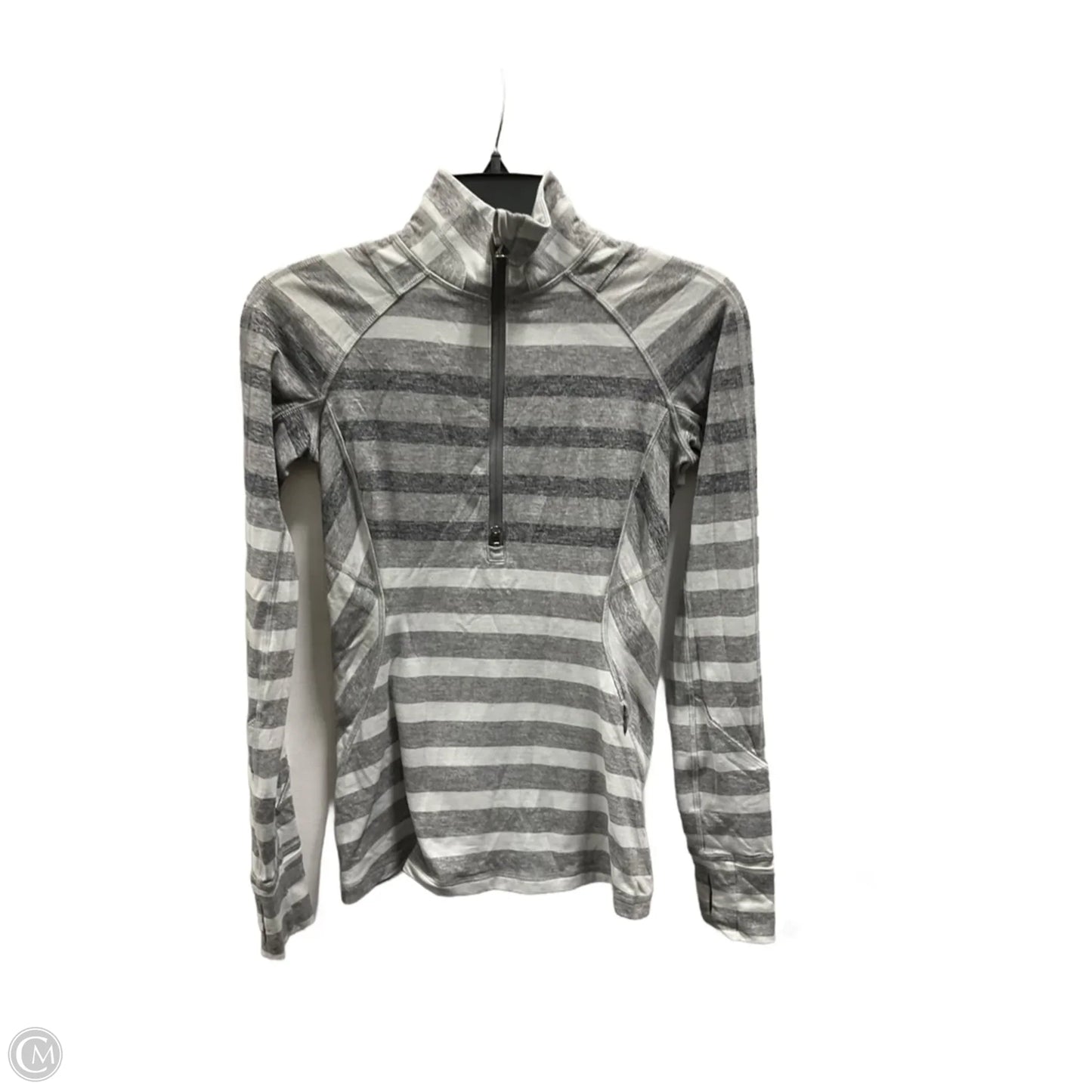 Athletic Top Long Sleeve Collar By Lululemon In Grey, Size: 4