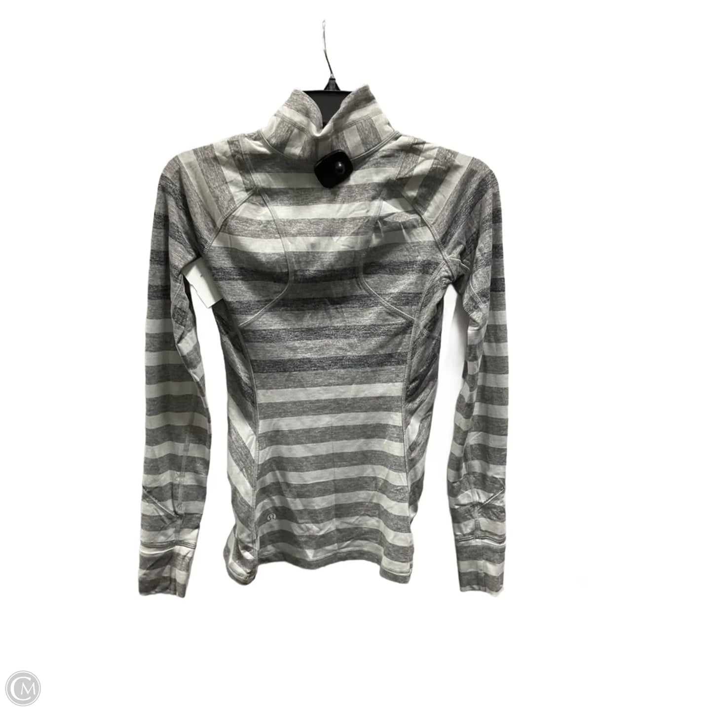 Athletic Top Long Sleeve Collar By Lululemon In Grey, Size: 4
