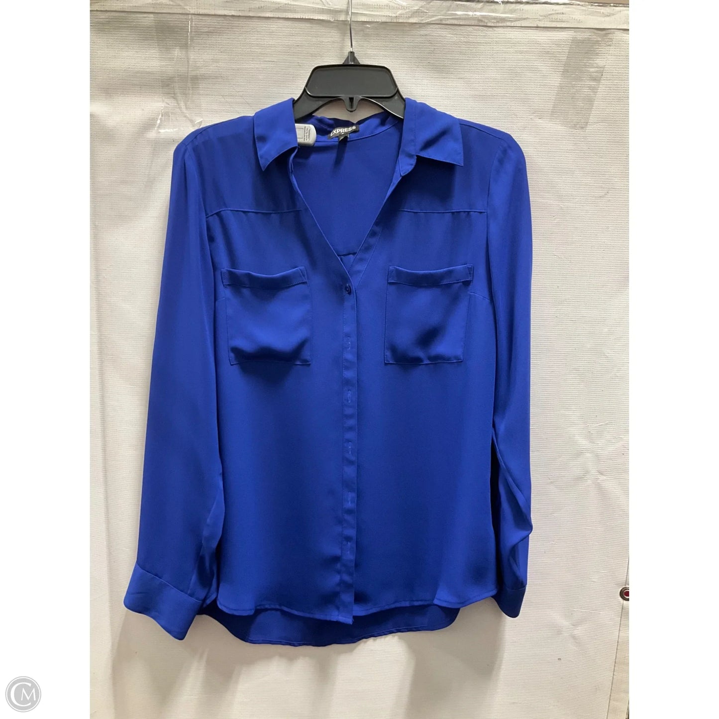 Blouse Long Sleeve By Express In Blue, Size: M