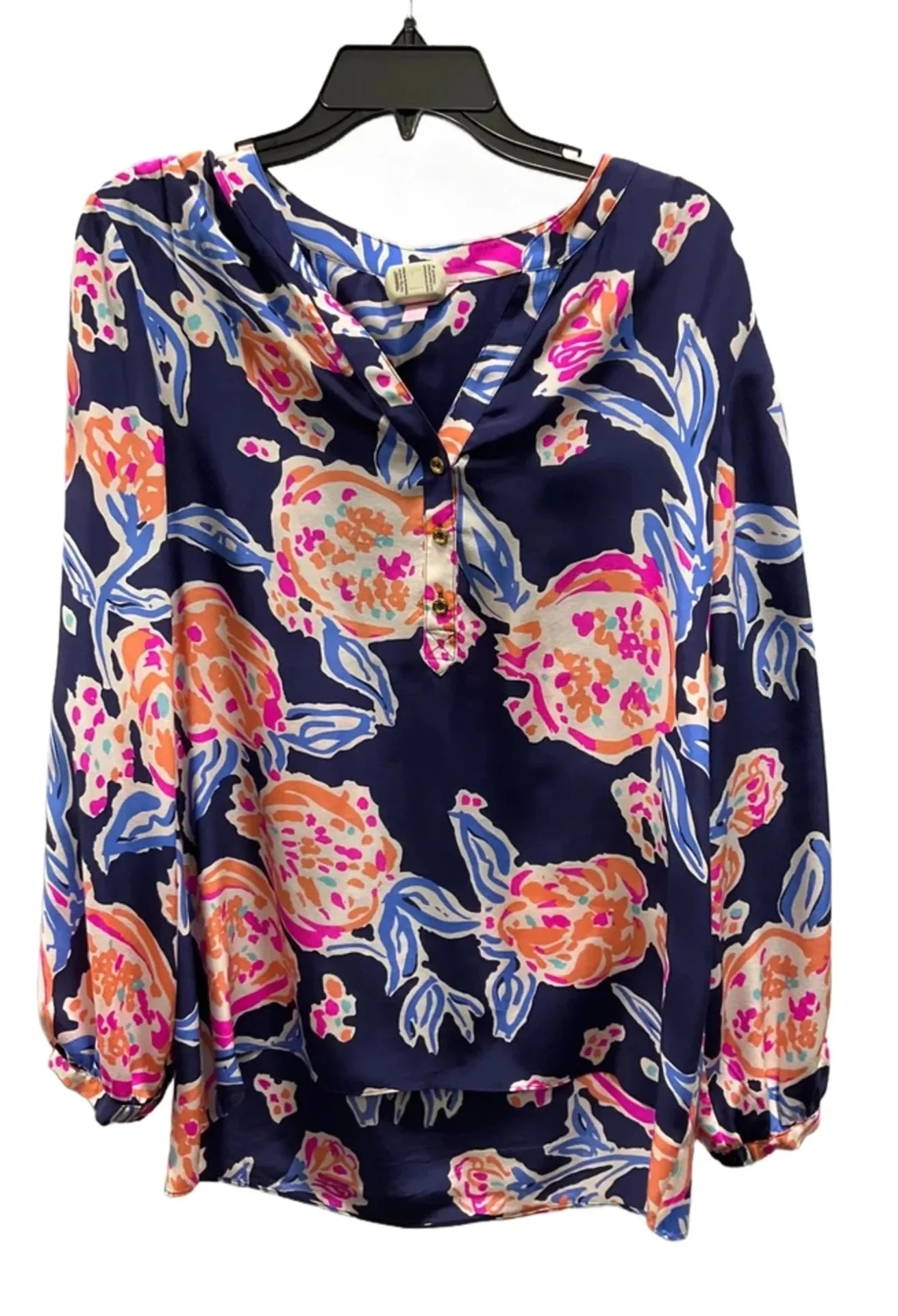 Top Long Sleeve Designer By Lilly Pulitzer In Blue & Orange, Size: L