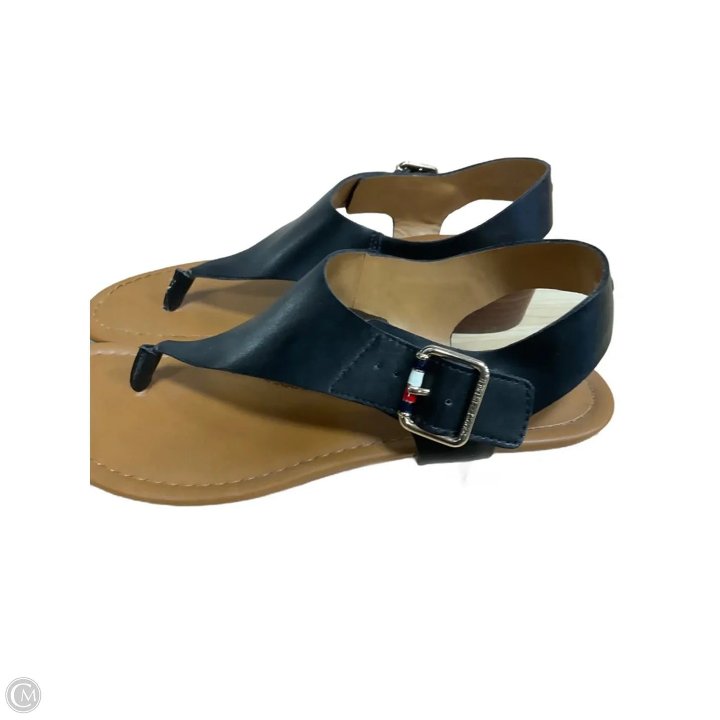 Sandals Flats By Tommy Hilfiger In Black & Tan, Size: 8.5