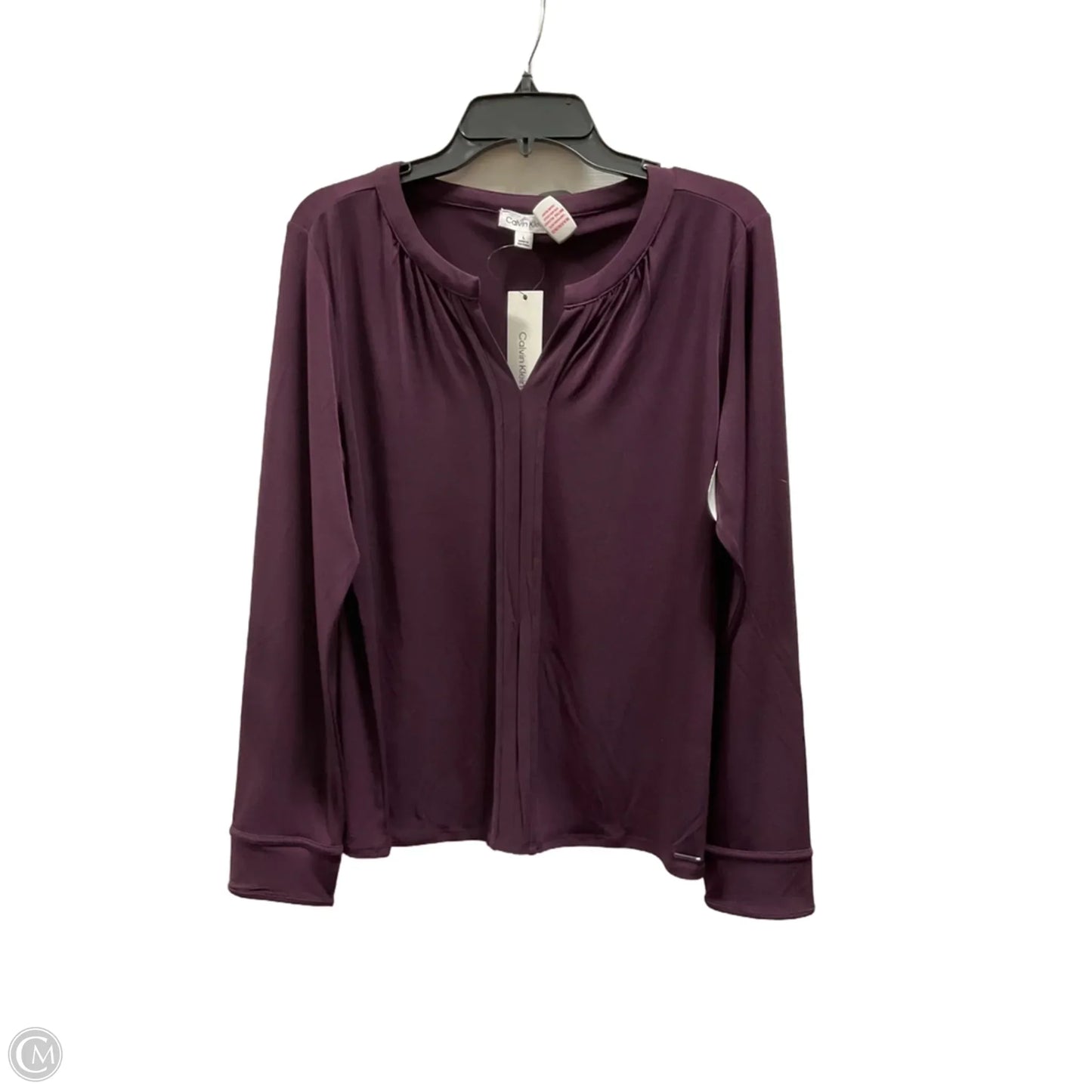 Top Long Sleeve Basic By Calvin Klein In Purple, Size: L