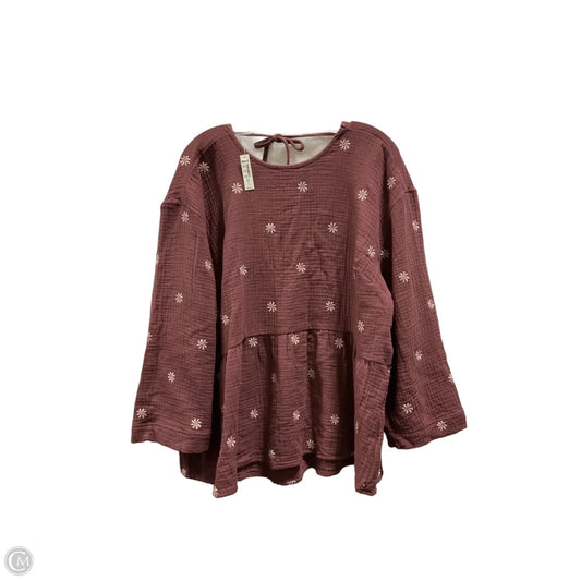Top 3/4 Sleeve By Madewell In Maroon, Size: 2x