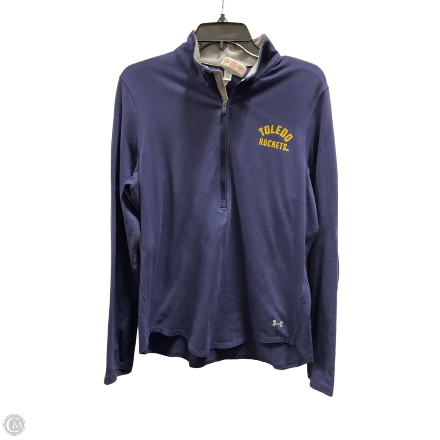 Athletic Top Long Sleeve Collar By Under Armour In Navy, Size: L