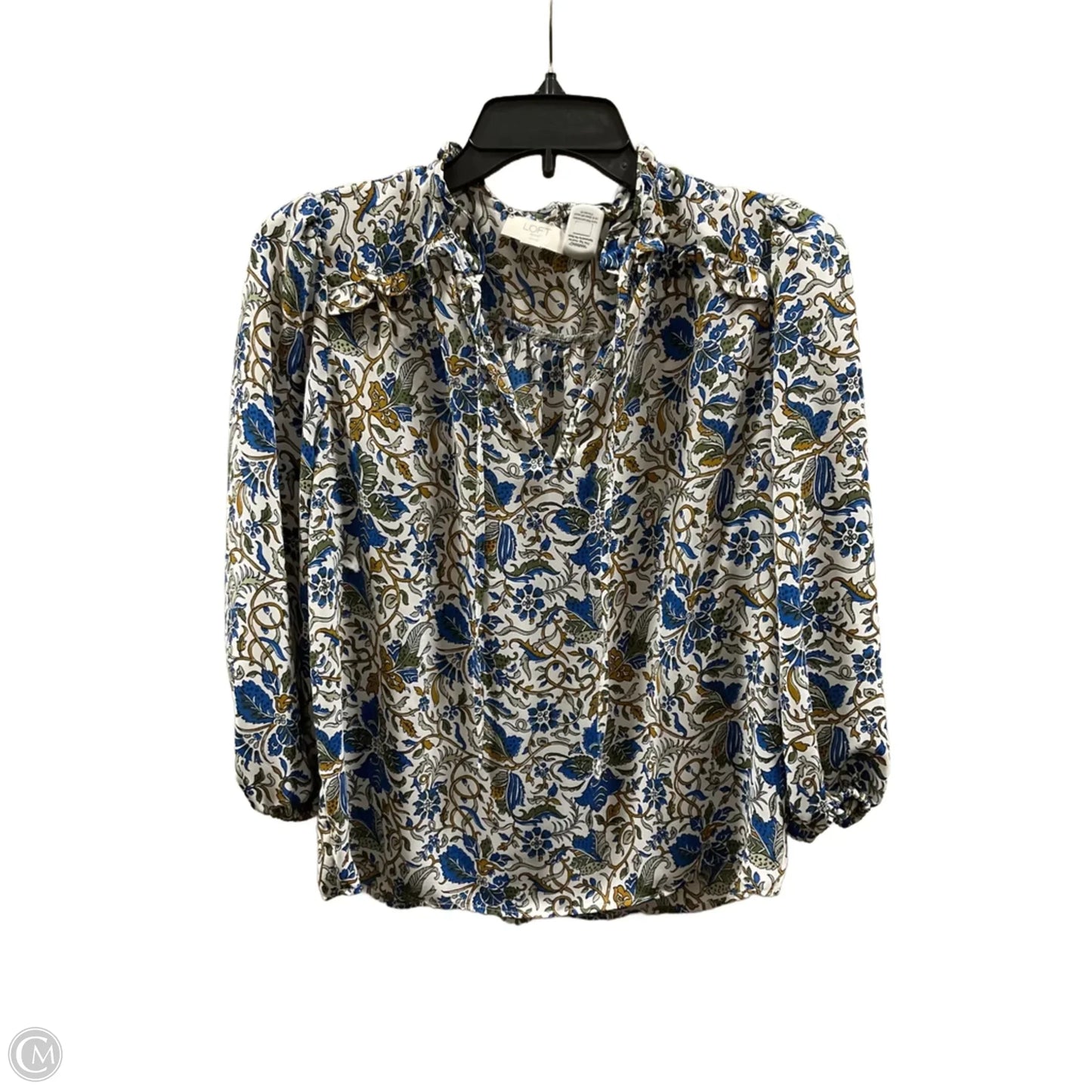Top 3/4 Sleeve By Loft In Blue & Green, Size: Sp