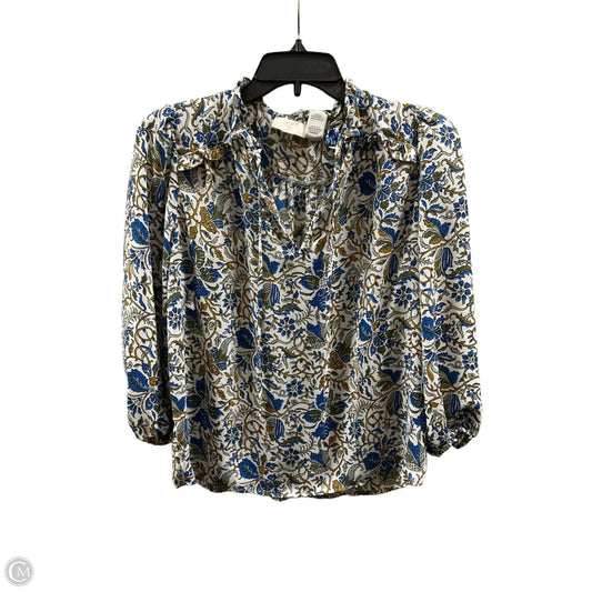 Top 3/4 Sleeve By Loft In Blue & Green, Size: Sp