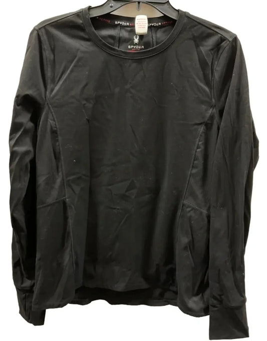 Athletic Top Long Sleeve Crewneck By Spyder In Black, Size: L