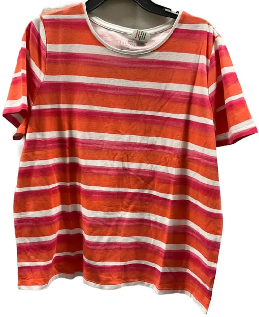 Top Short Sleeve Basic By Talbots In Striped Pattern, Size: 2x