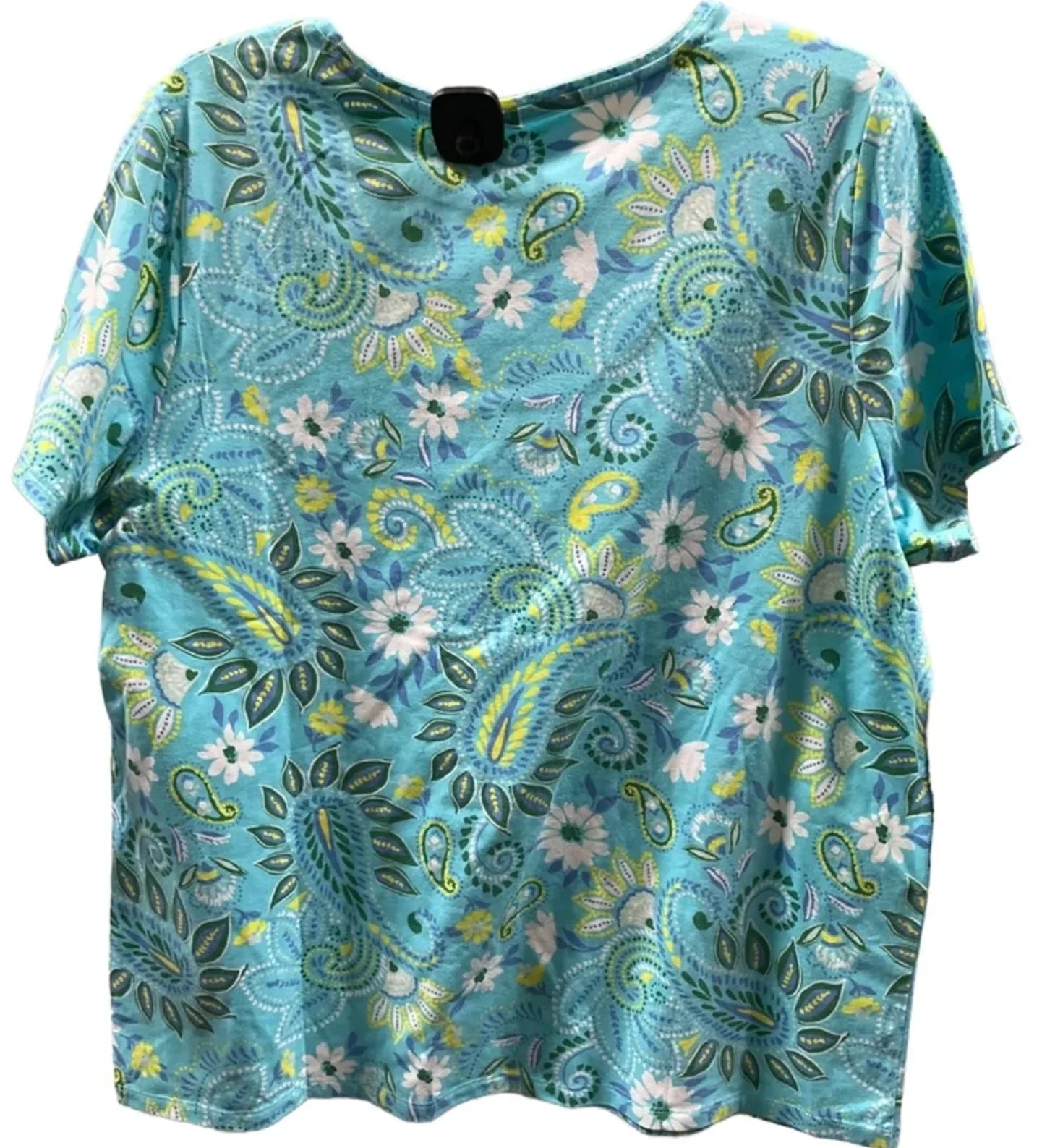 Top Short Sleeve Basic By Talbots In Blue & Green, Size: 2x
