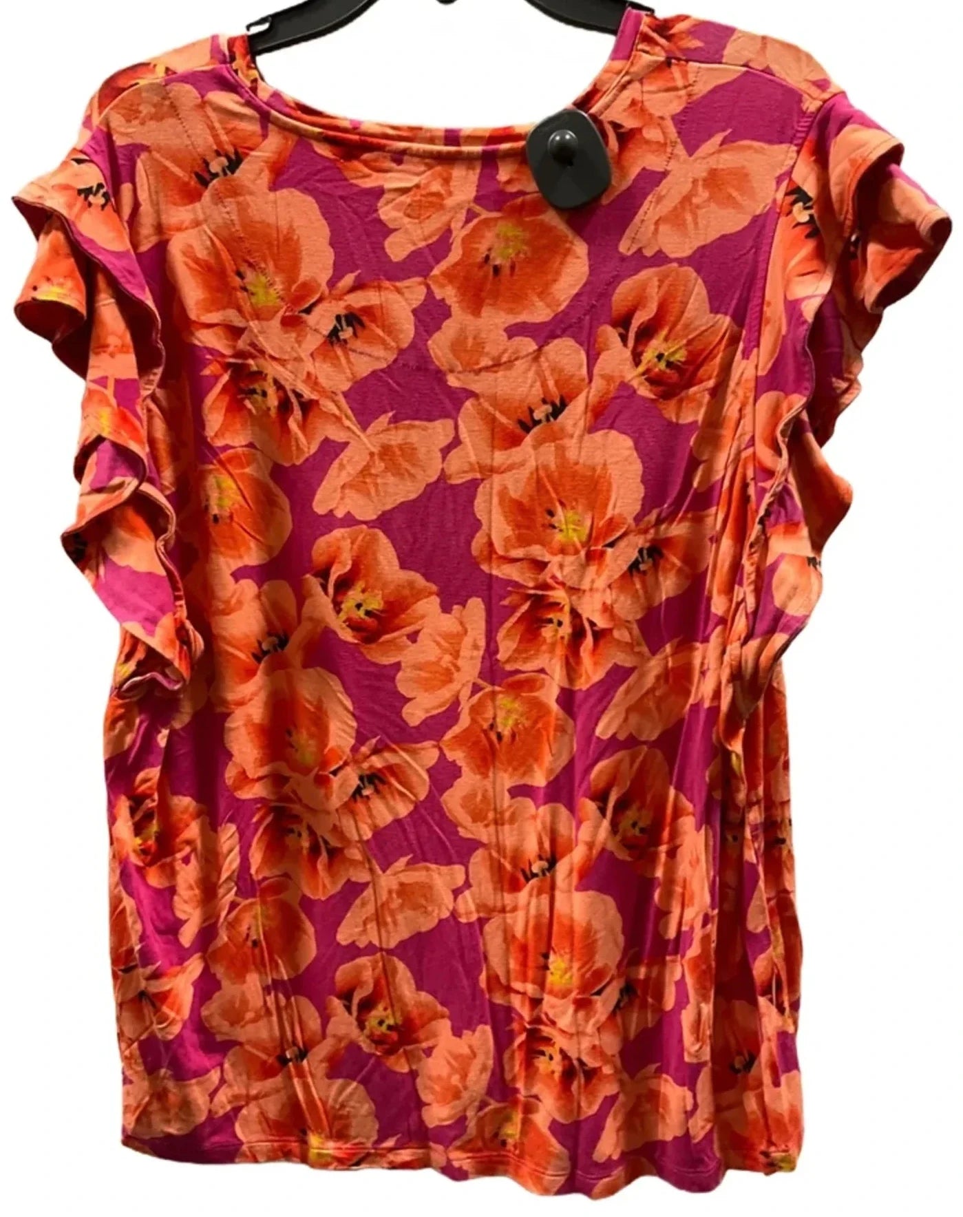 Top Short Sleeve Basic By Chicos In Floral Print, Size: Xxl