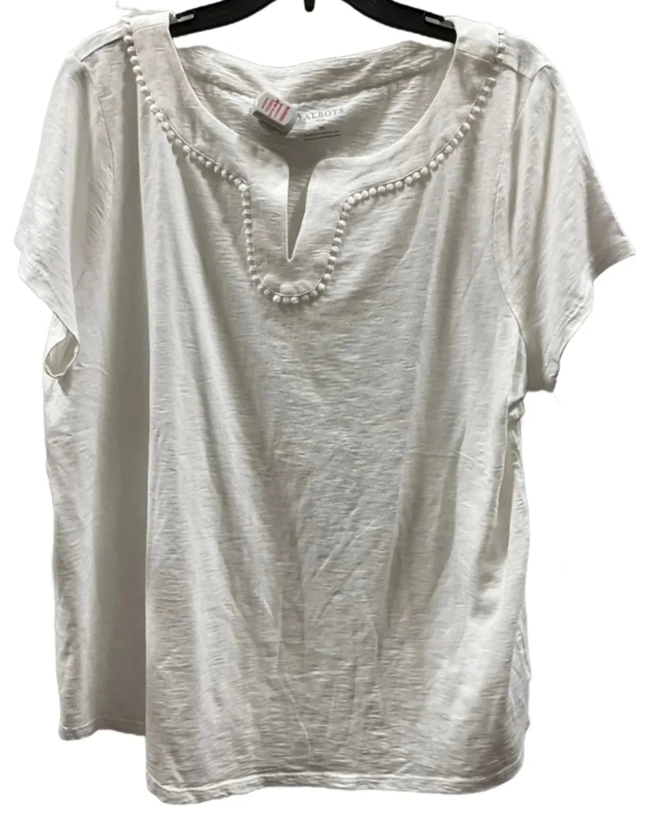 Top Short Sleeve Basic By Talbots In White, Size: 2x