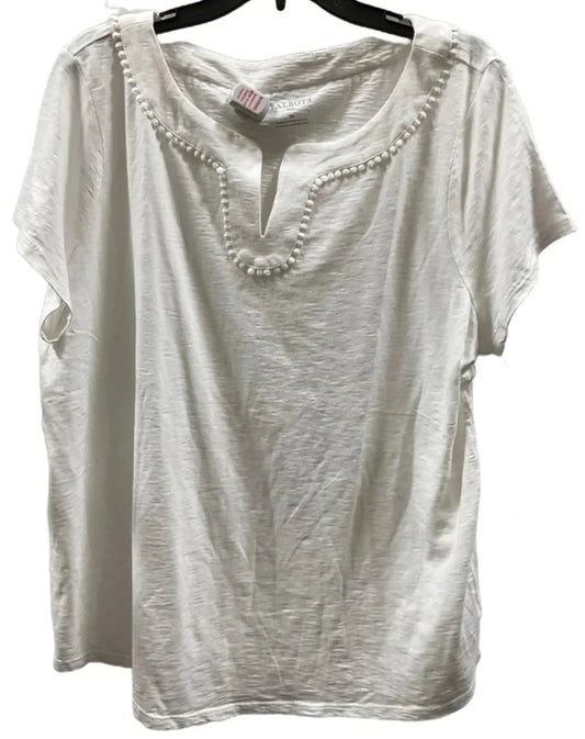 Top Short Sleeve Basic By Talbots In White, Size: 2x
