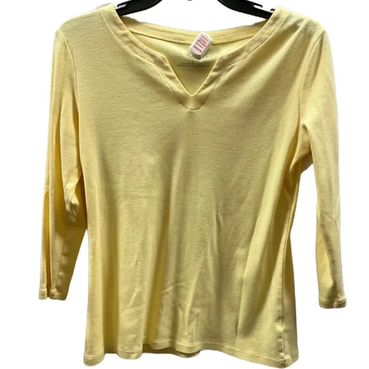 Top 3/4 Sleeve Basic By Talbots In Yellow, Size: S