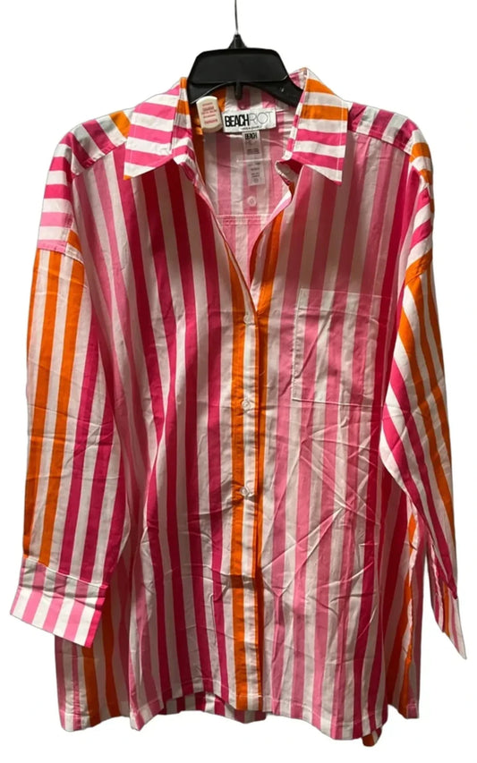 Blouse Long Sleeve By Beach Riot In Striped Pattern, Size: Xl