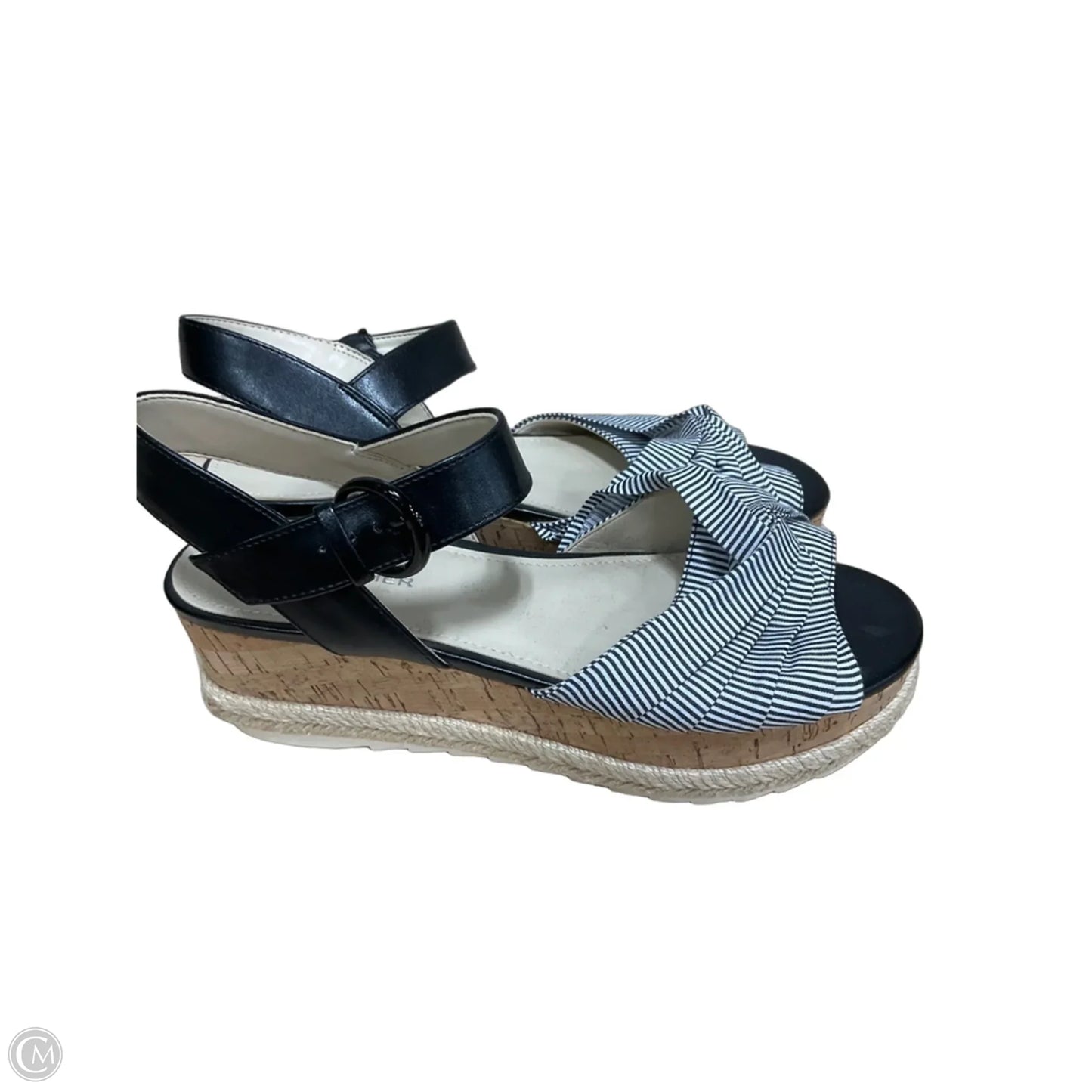 Sandals Heels Wedge By Marc Fisher In Striped Pattern, Size: 7.5