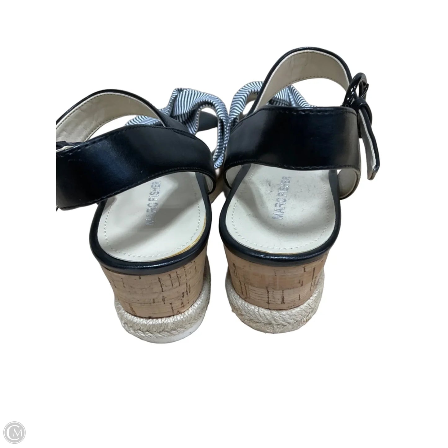Sandals Heels Wedge By Marc Fisher In Striped Pattern, Size: 7.5