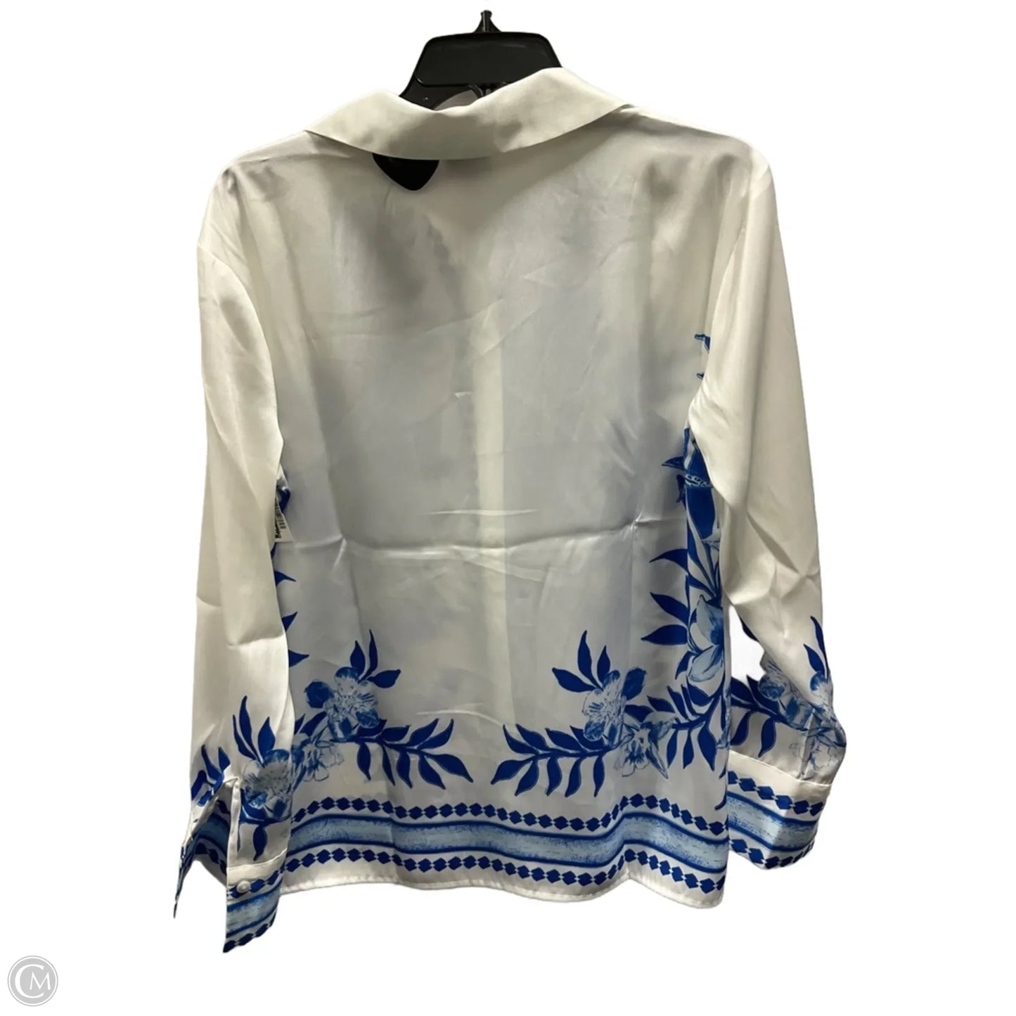 Blouse Long Sleeve By Inc In Blue & White, Size: S