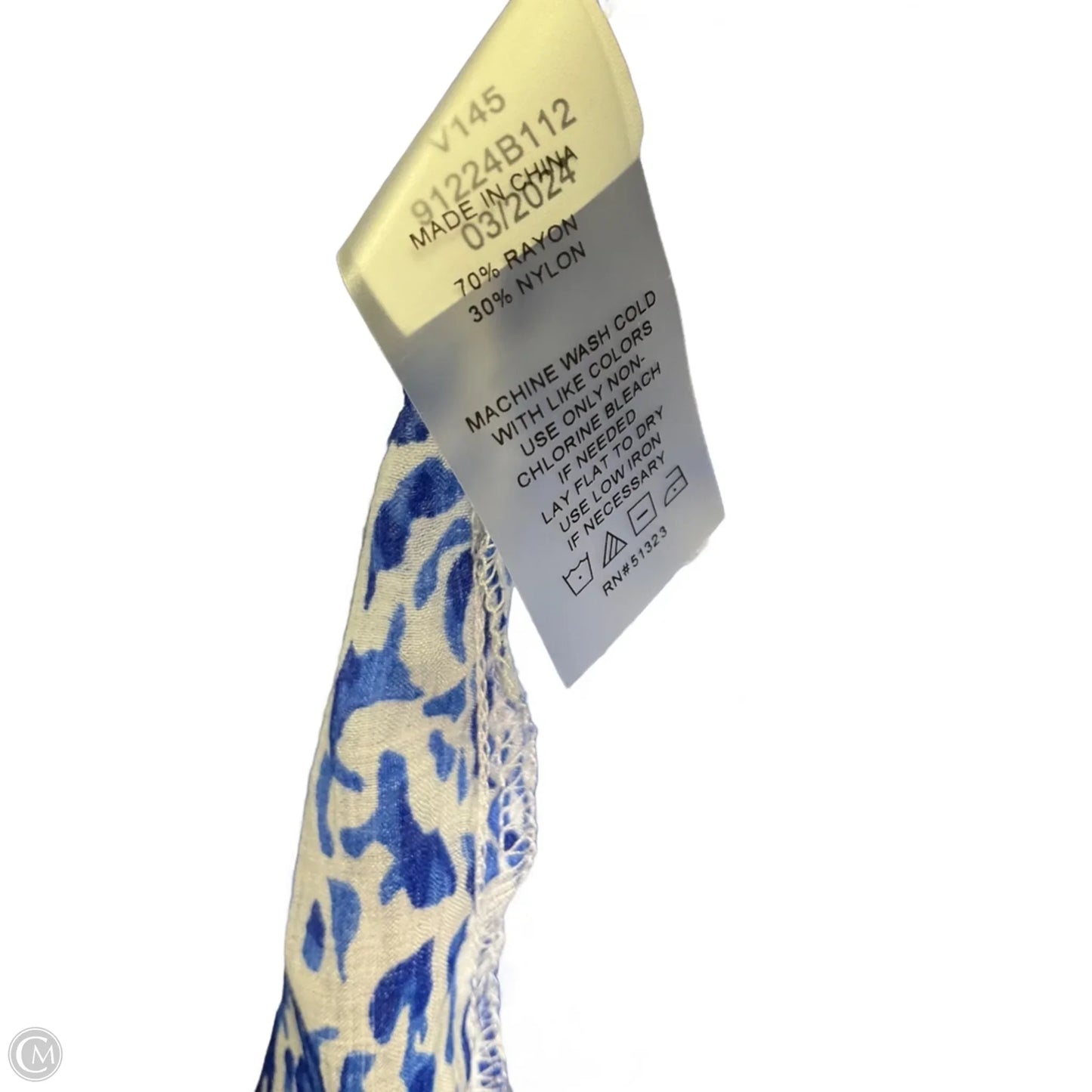 Blouse Long Sleeve By Vince Camuto In Blue & White, Size: S