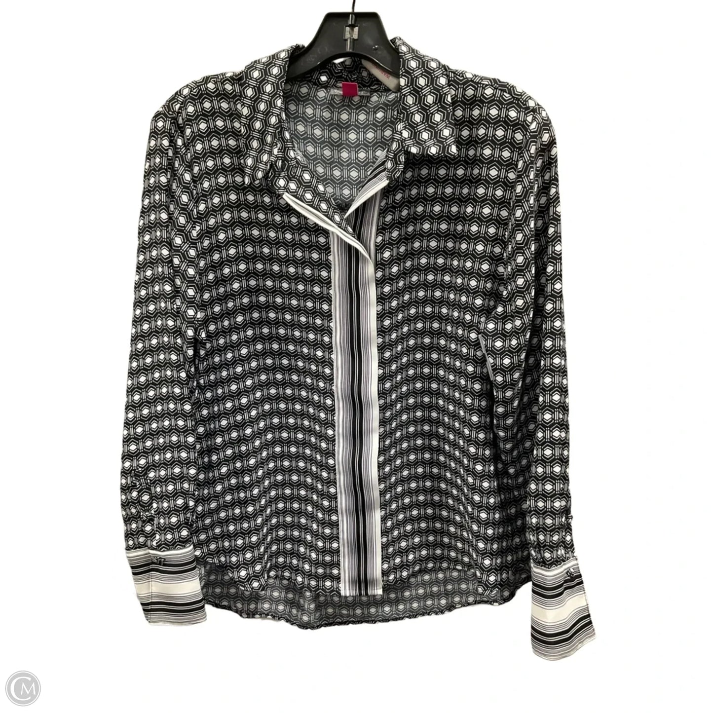 Blouse Long Sleeve By Vince Camuto In Black & White, Size: S