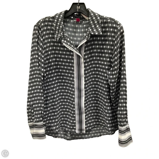 Blouse Long Sleeve By Vince Camuto In Black & White, Size: S