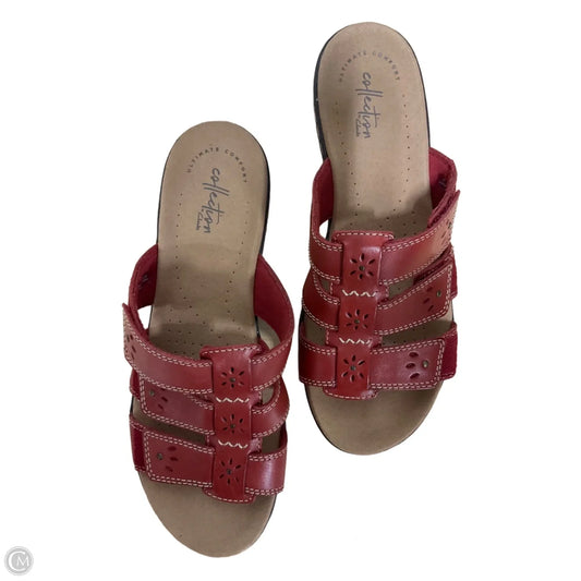 Sandals Flats By Clarks In Red, Size: 9.5