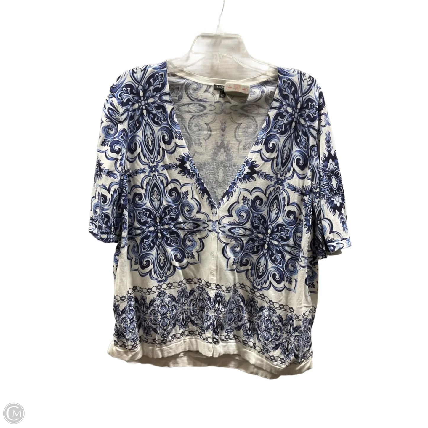 Cardigan By Talbots In Blue & White, Size: 3x