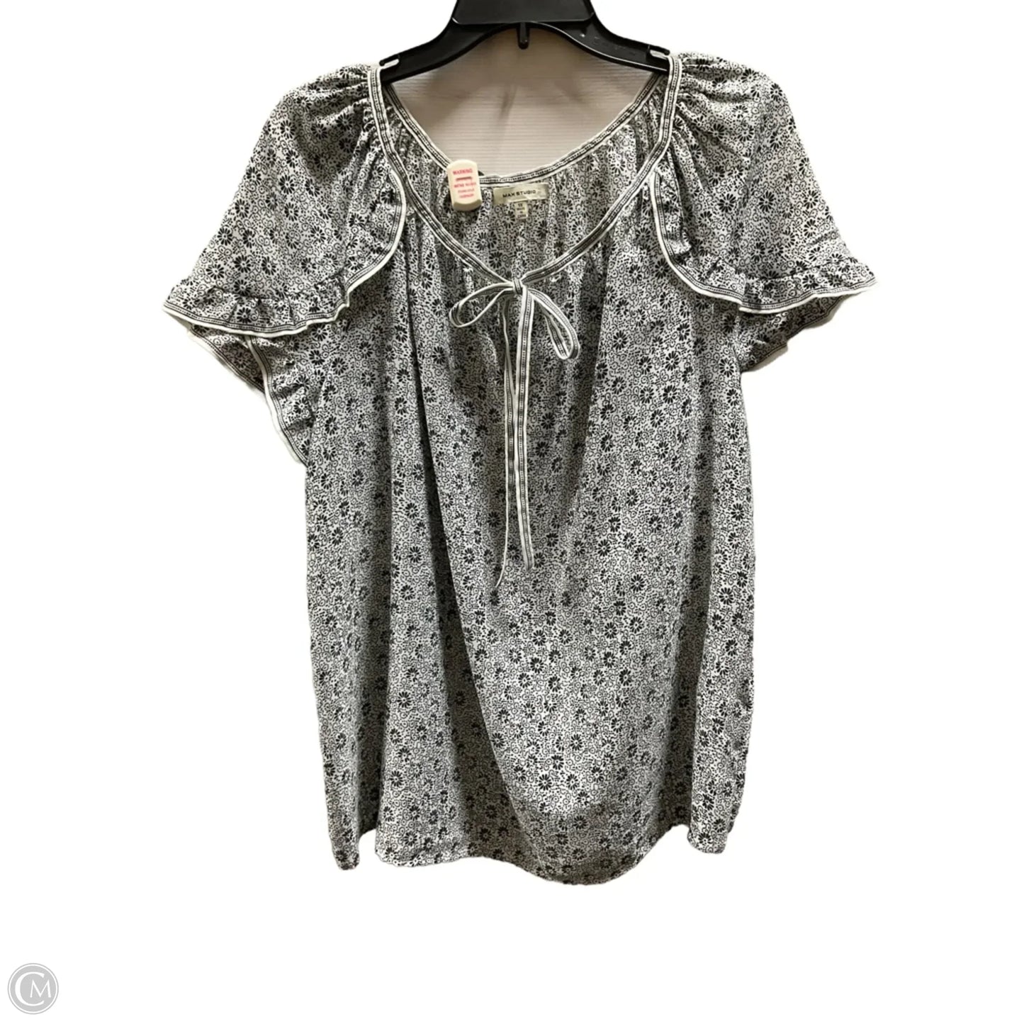 Top Short Sleeve By Max Studio In Black & White, Size: 1x
