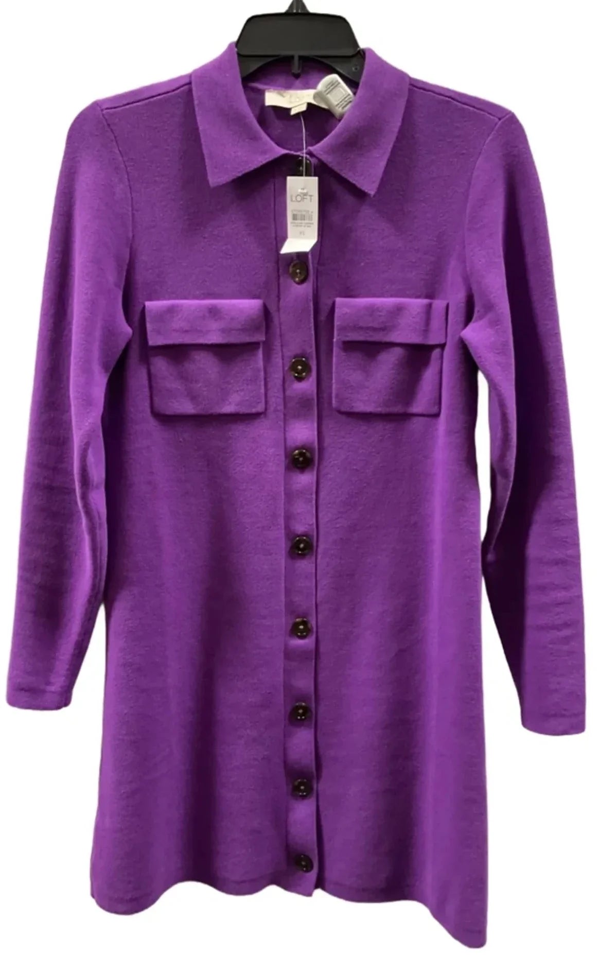 Dress Casual Midi By Loft In Purple, Size: Xs