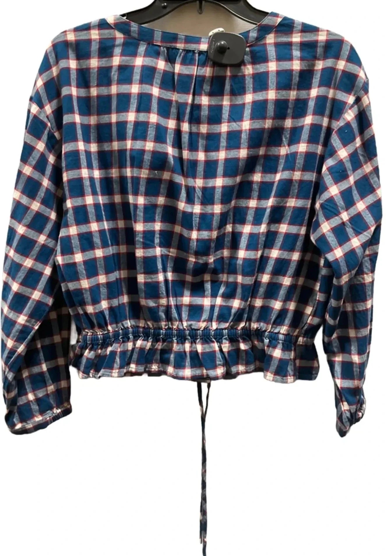 Top Long Sleeve By Loft In Plaid Pattern, Size: S