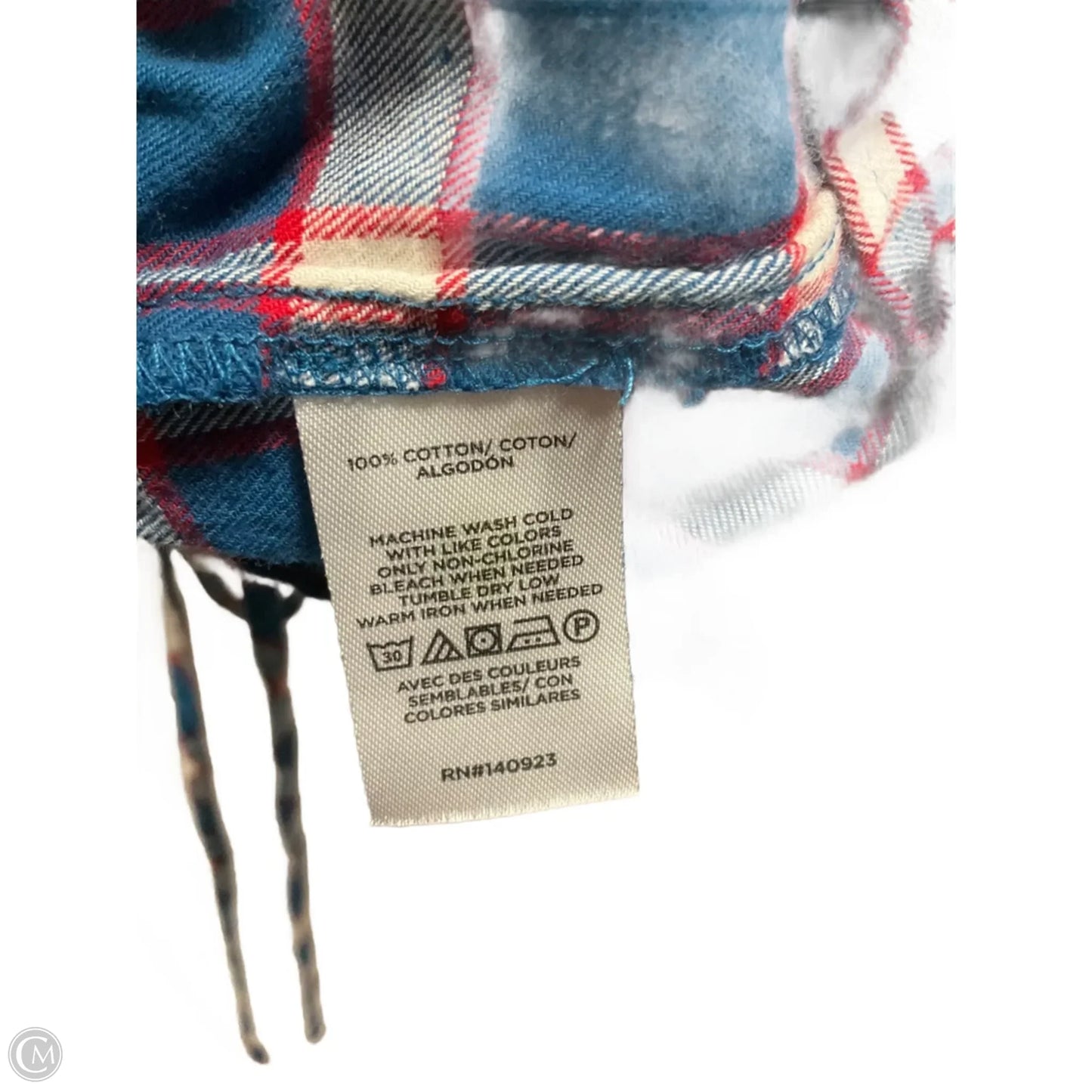 Top Long Sleeve By Loft In Plaid Pattern, Size: S