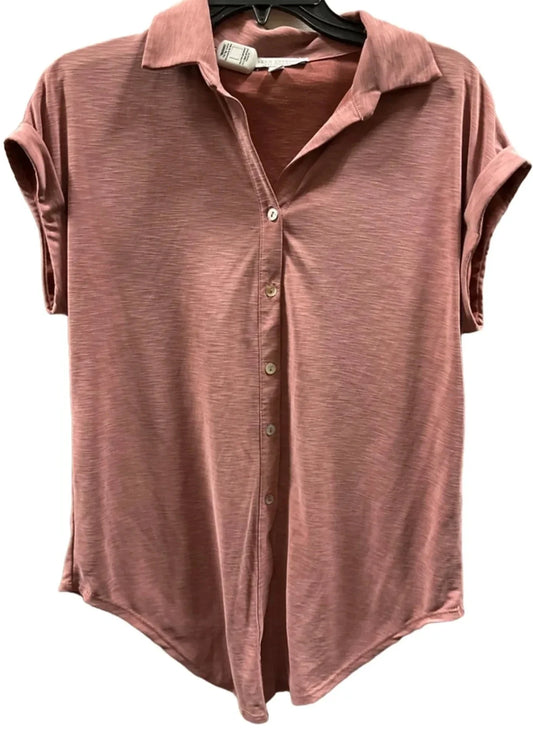 Blouse Short Sleeve By Green Envelope In Pink, Size: S