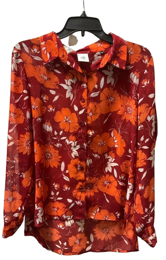 Blouse Long Sleeve By Cabi In Orange, Size: M