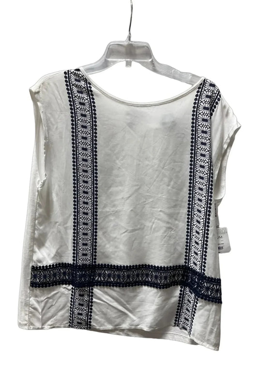 Top Sleeveless By Liz Claiborne In White & Yellow, Size: M