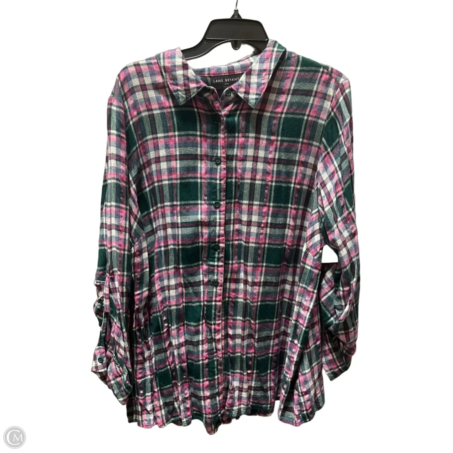 Blouse Long Sleeve By Lane Bryant In Plaid Pattern, Size: 3x